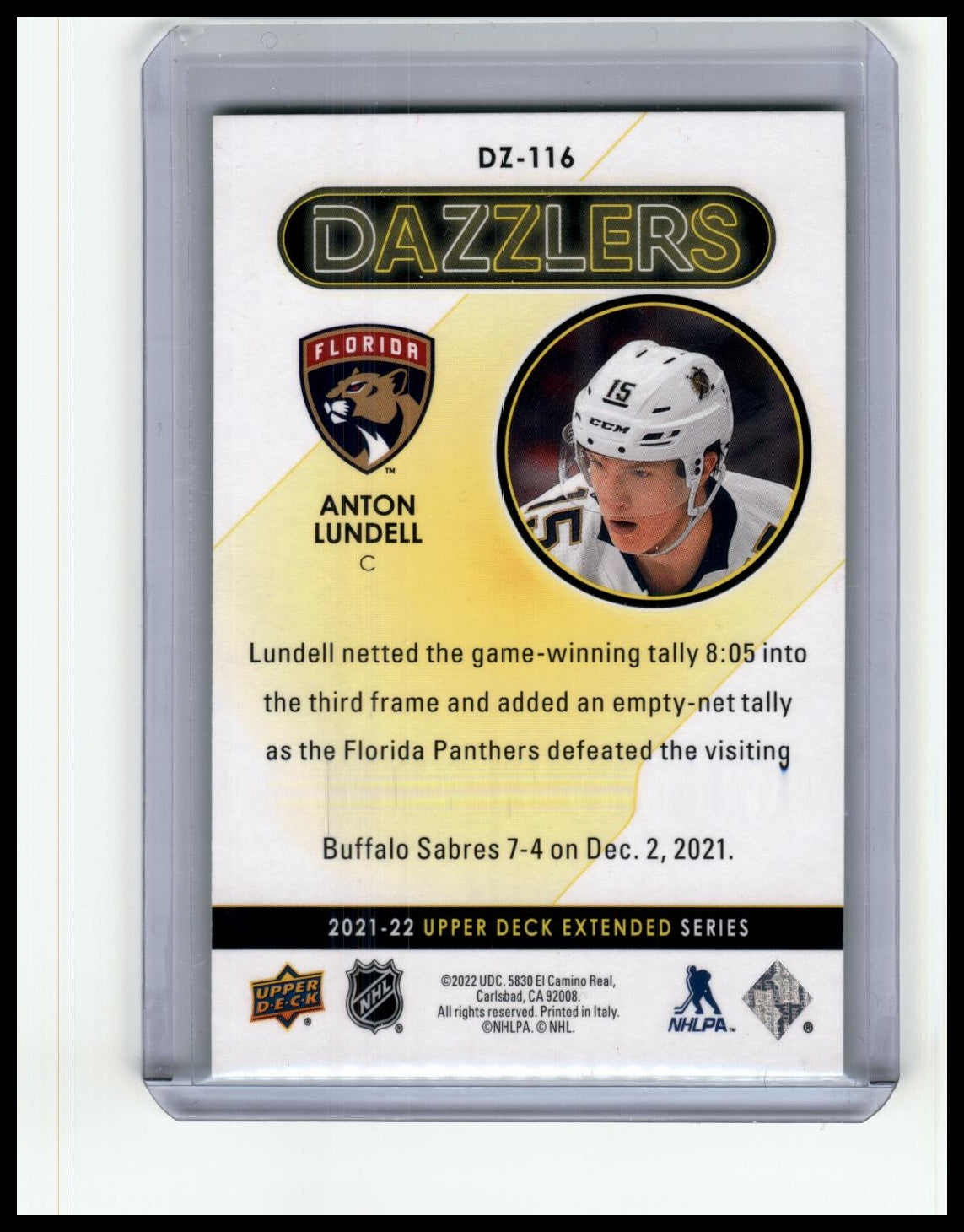 2023-24 Upper Deck DZ-116 Anton Lundell Dazzler