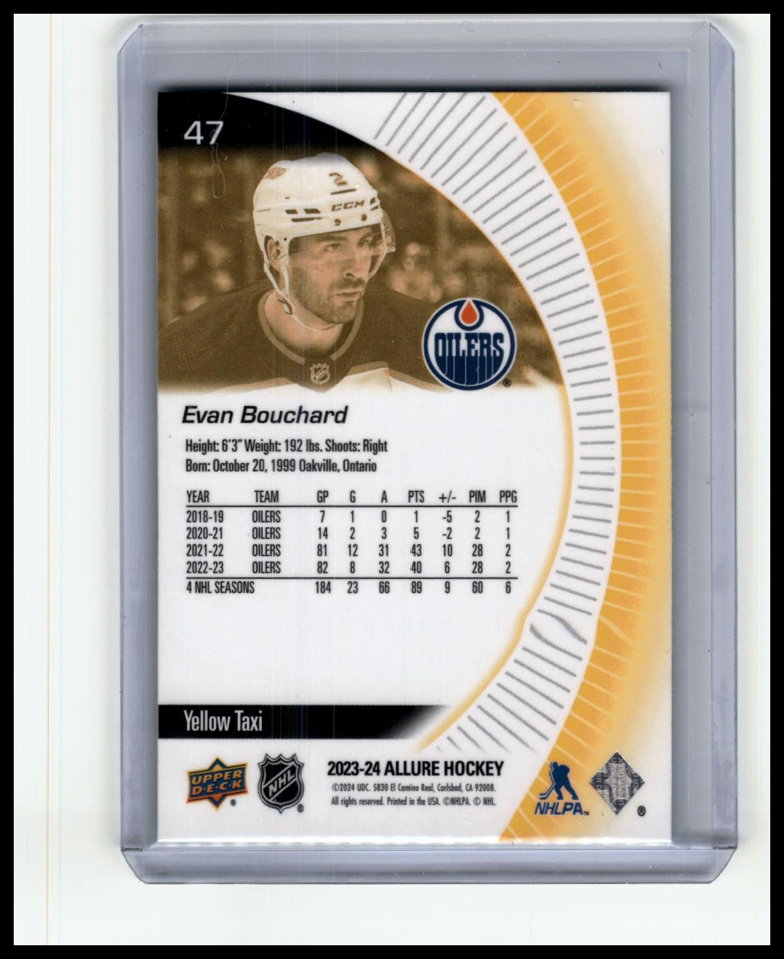 2023-24 Upper Deck Allure #47 Evan Bouchard Yellow Taxi