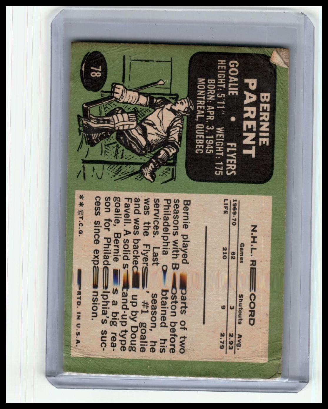 1970-71 Topps #78 Bernie Parent