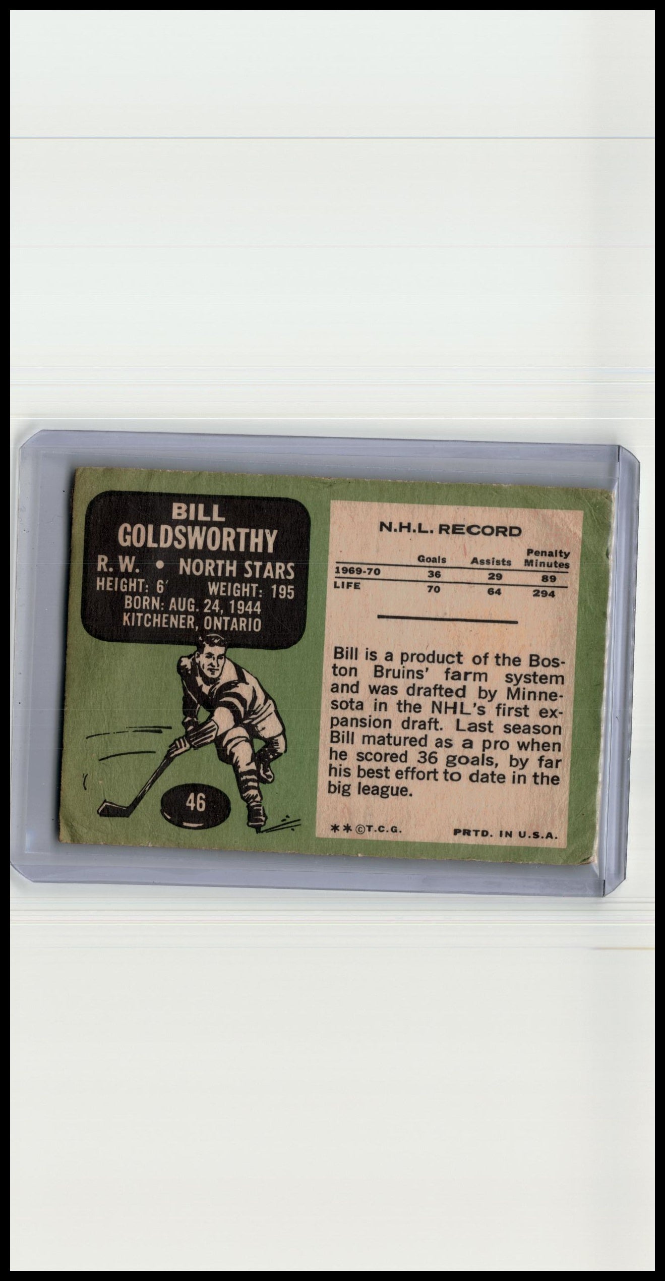 1970-71 Topps #46 Bill Goldsworthy