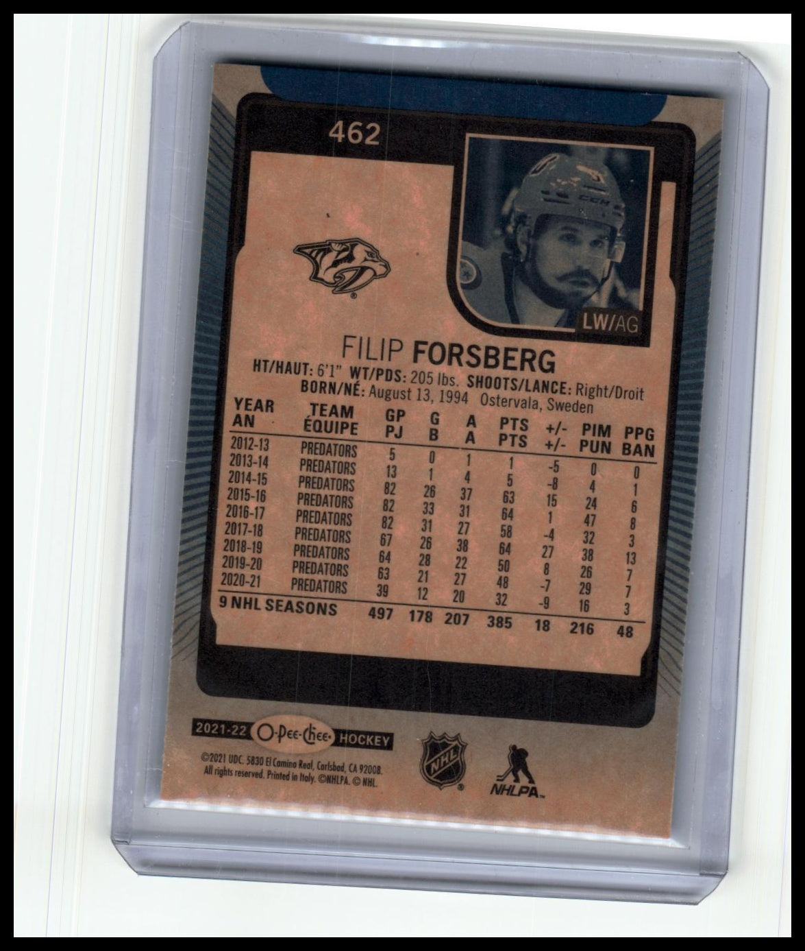 2021-22 O-Pee-Chee #462 Filip Forsberg