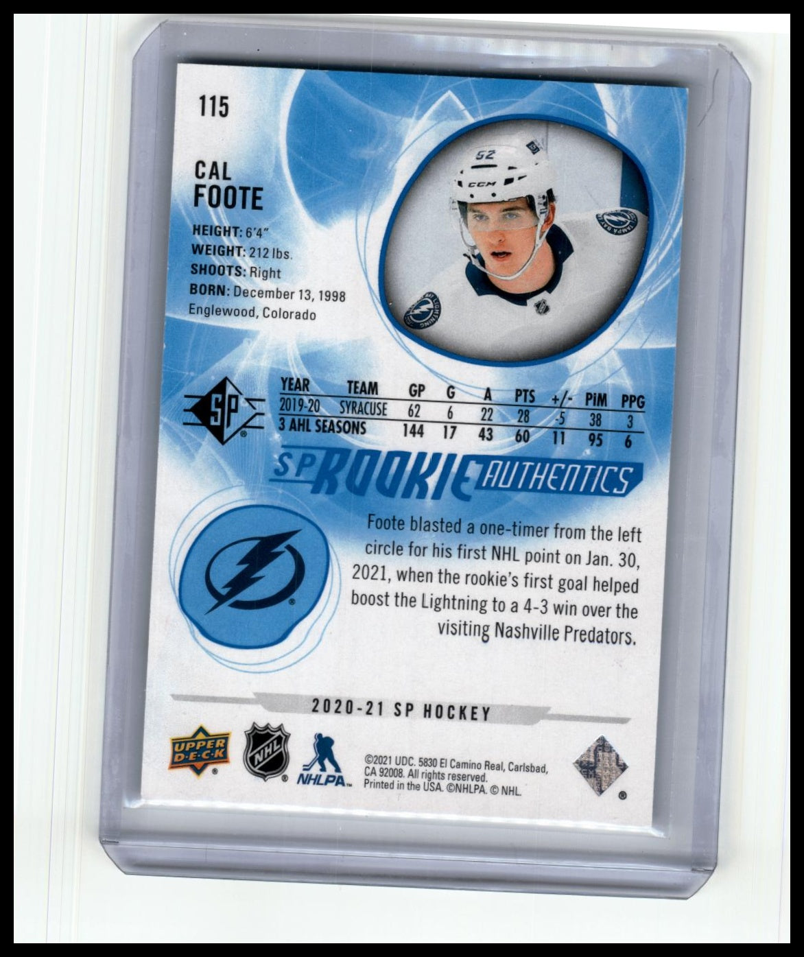 2020-21 SP #115 Cal Foote Blue