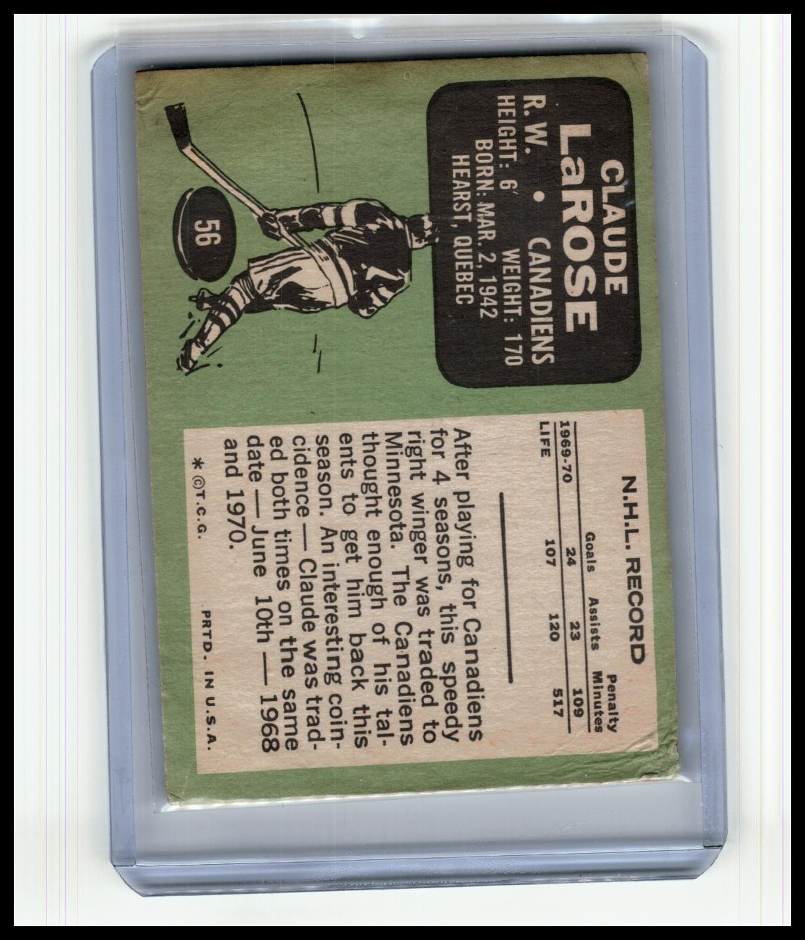 1970-71 Topps #56 Claude Larose