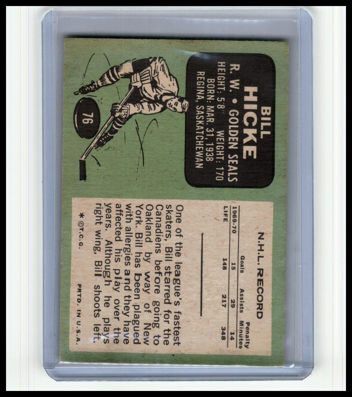 1970-71 O-Pee-Chee #76 Bill Hicke