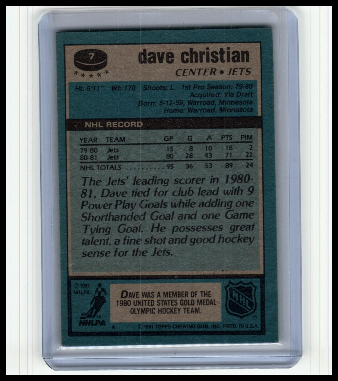 1981-82 Topps #7 Dave Christian