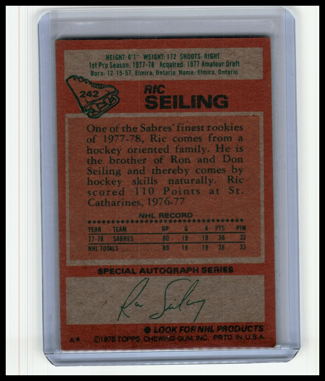 1978-79 Topps #242 Ric Seiling