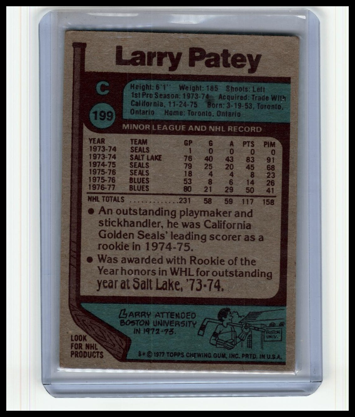 1977-78 Topps #199 Larry Patey