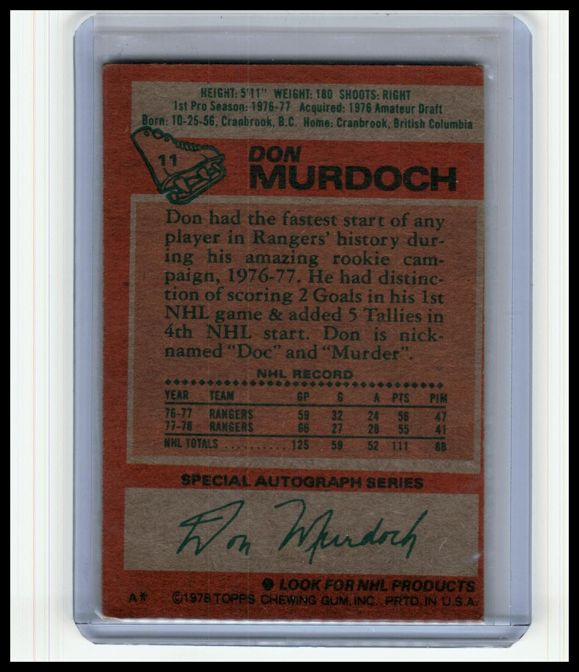 1978-79 Topps #11 Don Murdoch
