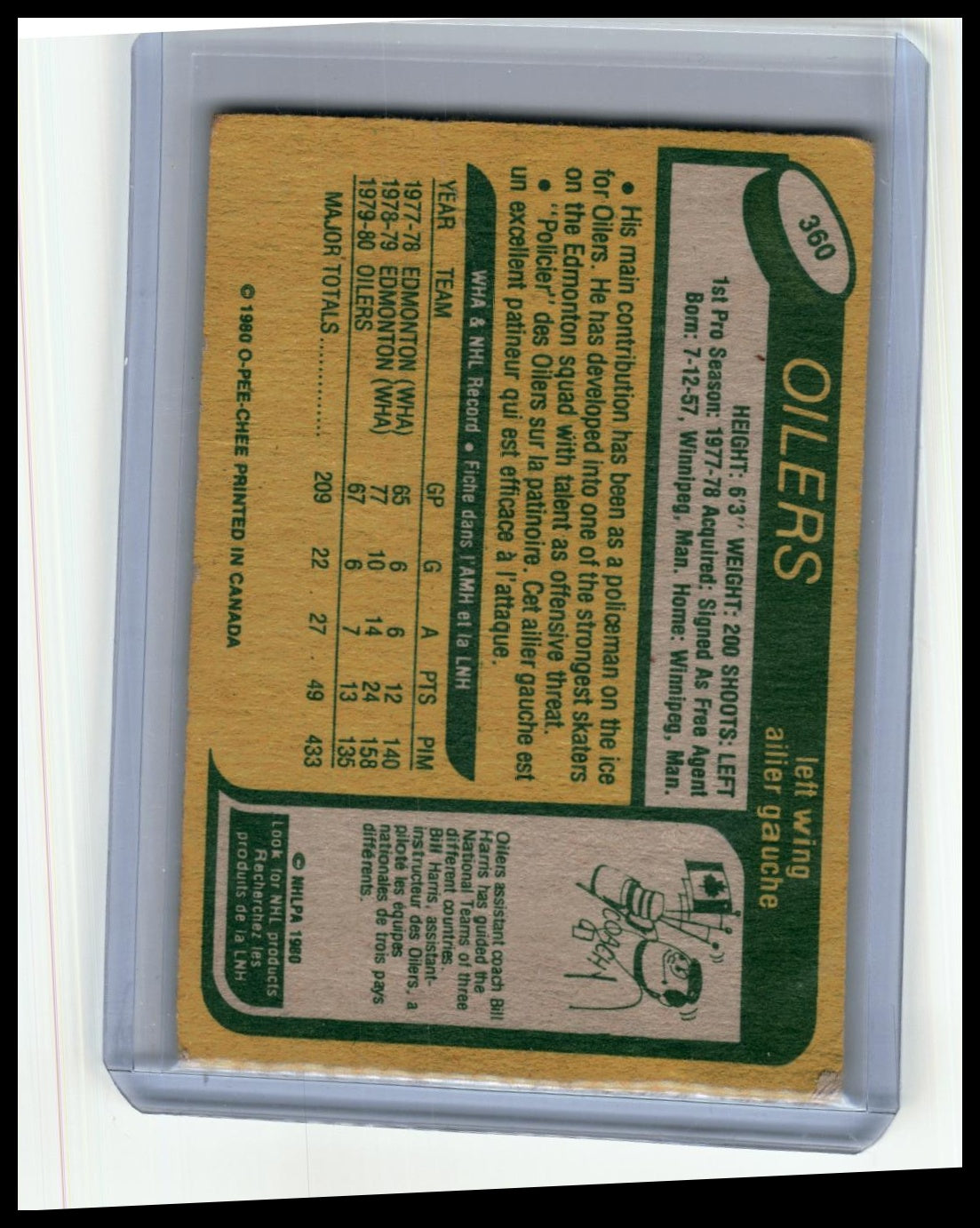 1980-81 O-Pee-Chee #360 Dave Semenko