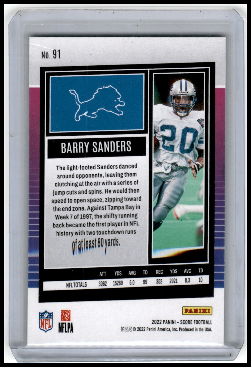 2022 SCORE #91 BARRY SANDERS