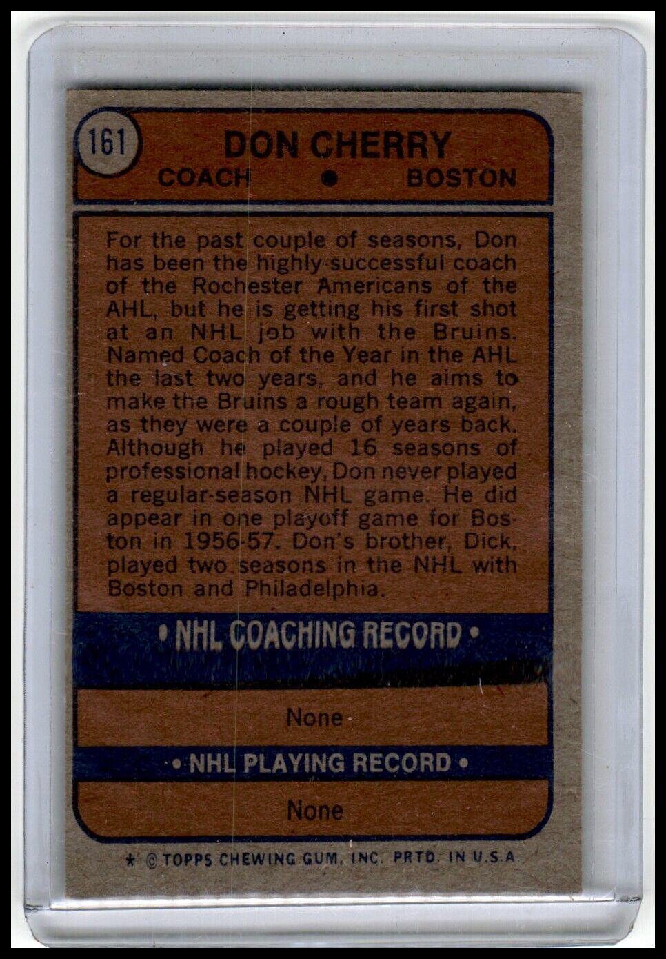 1974-75 Topps #161 Don Cherry
