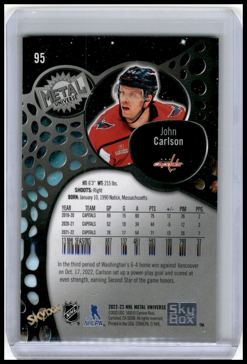 2022-23 SkyBox Metal Universe #95 John Carlson