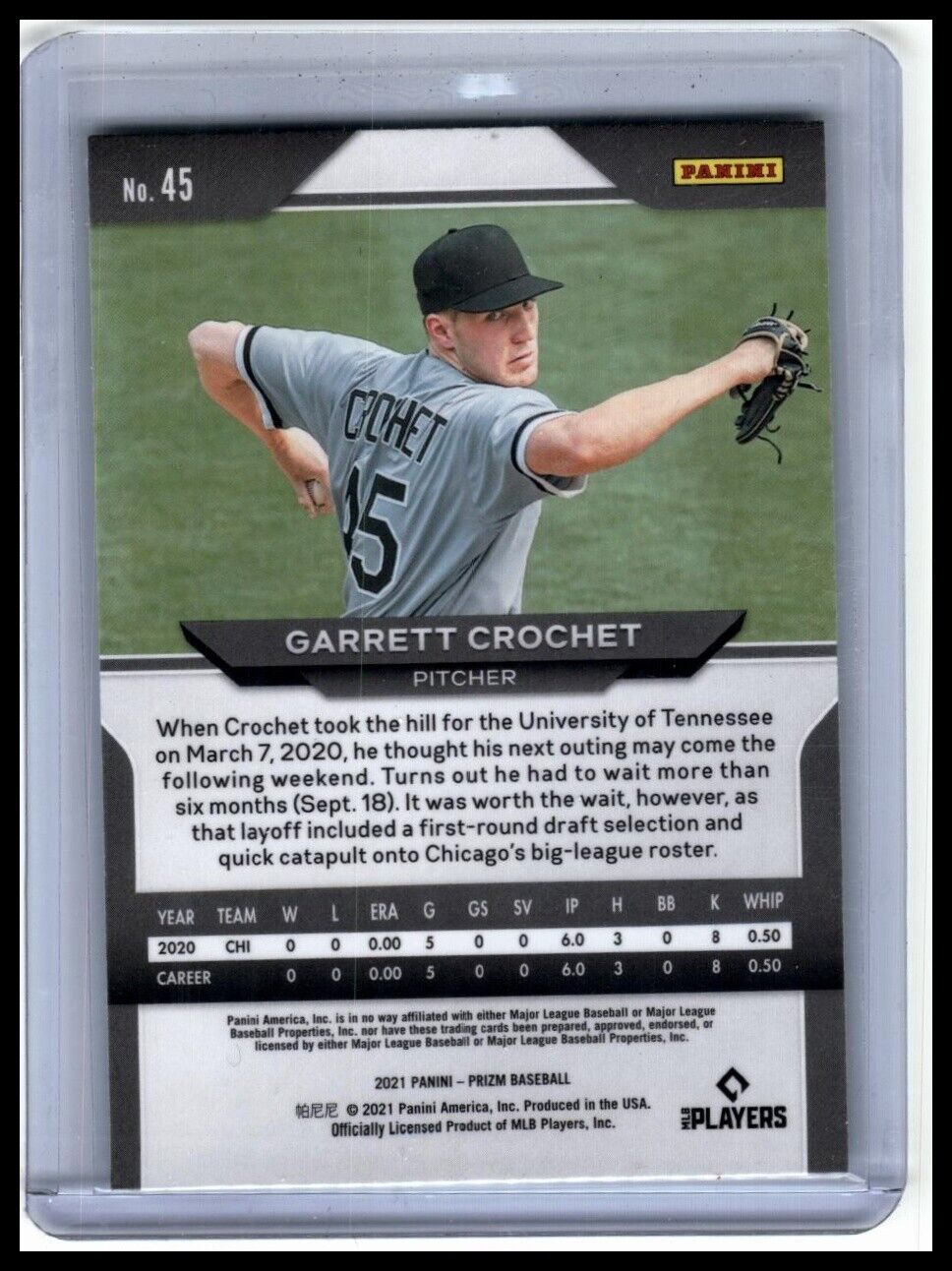 2021 Panini Prizm #45 Garrett Crochet White Wave Prizm