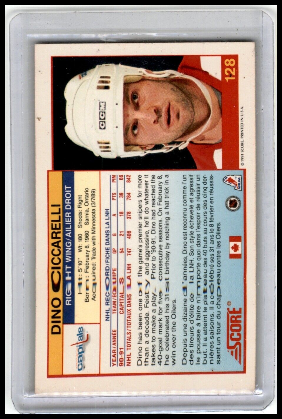 1991-92 Score Canadian English #128 Dino Ciccarelli