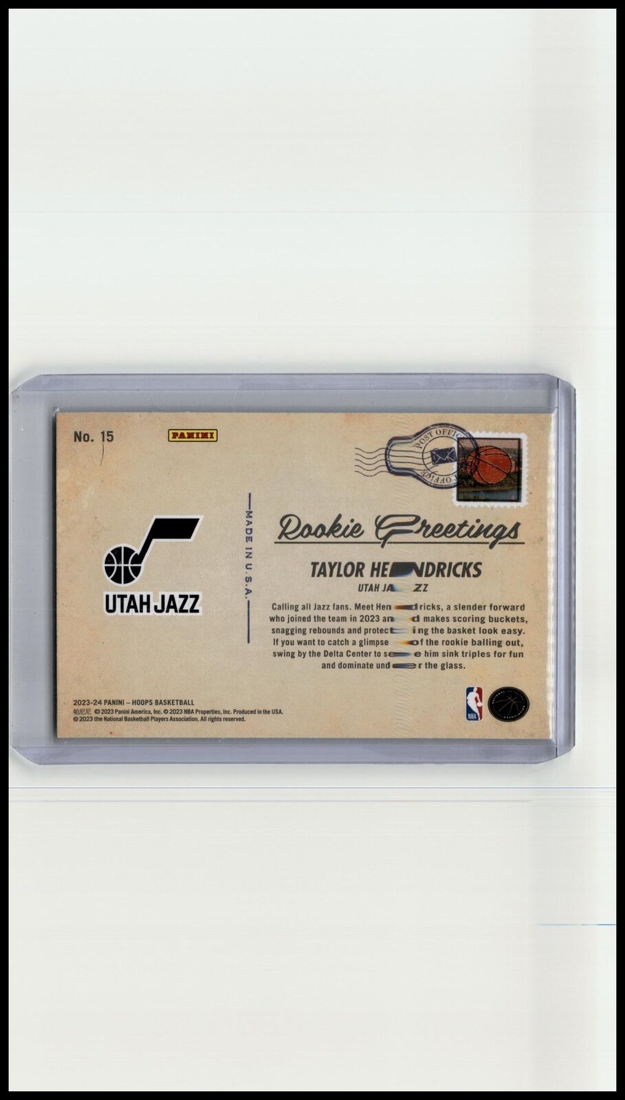 2023-24 Hoops #15 Taylor Hendricks Rookie Greetings