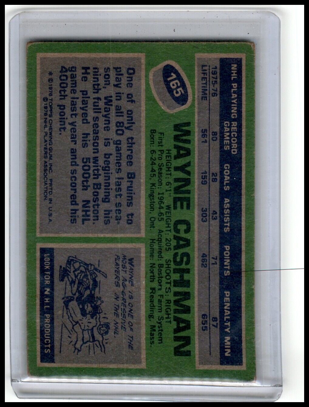 1976-77 Topps #165 Wayne Cashman