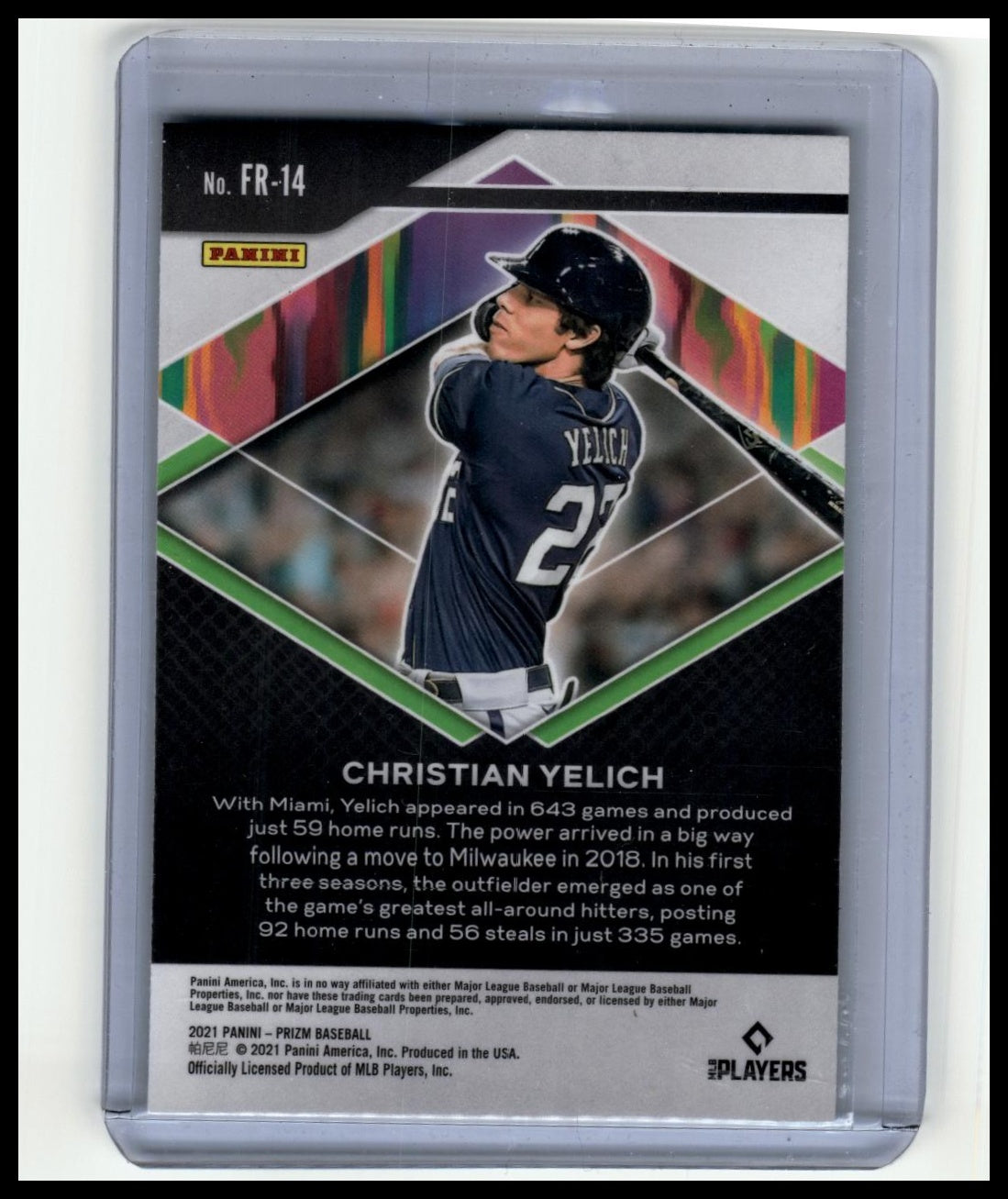 2021 Panini Prizm #FR-14 Christian Yelich Fearless Red/White/Blue Prizm