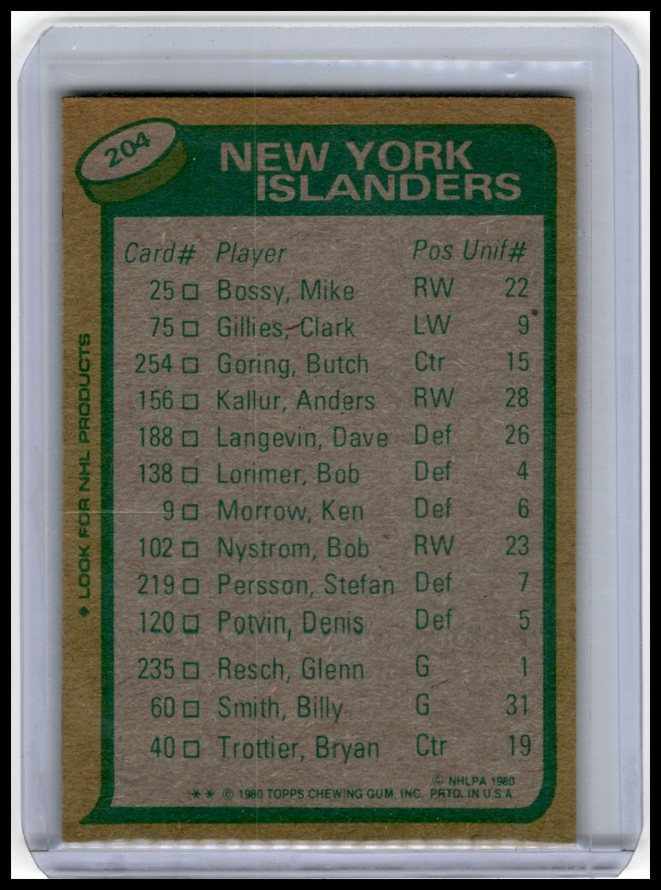 1980 Topps #204 Mike Bossy
