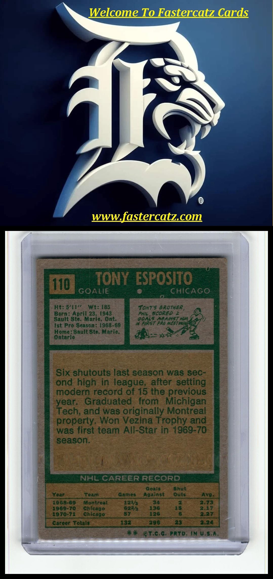 1971-72 Bazooka #29 Tony Esposito