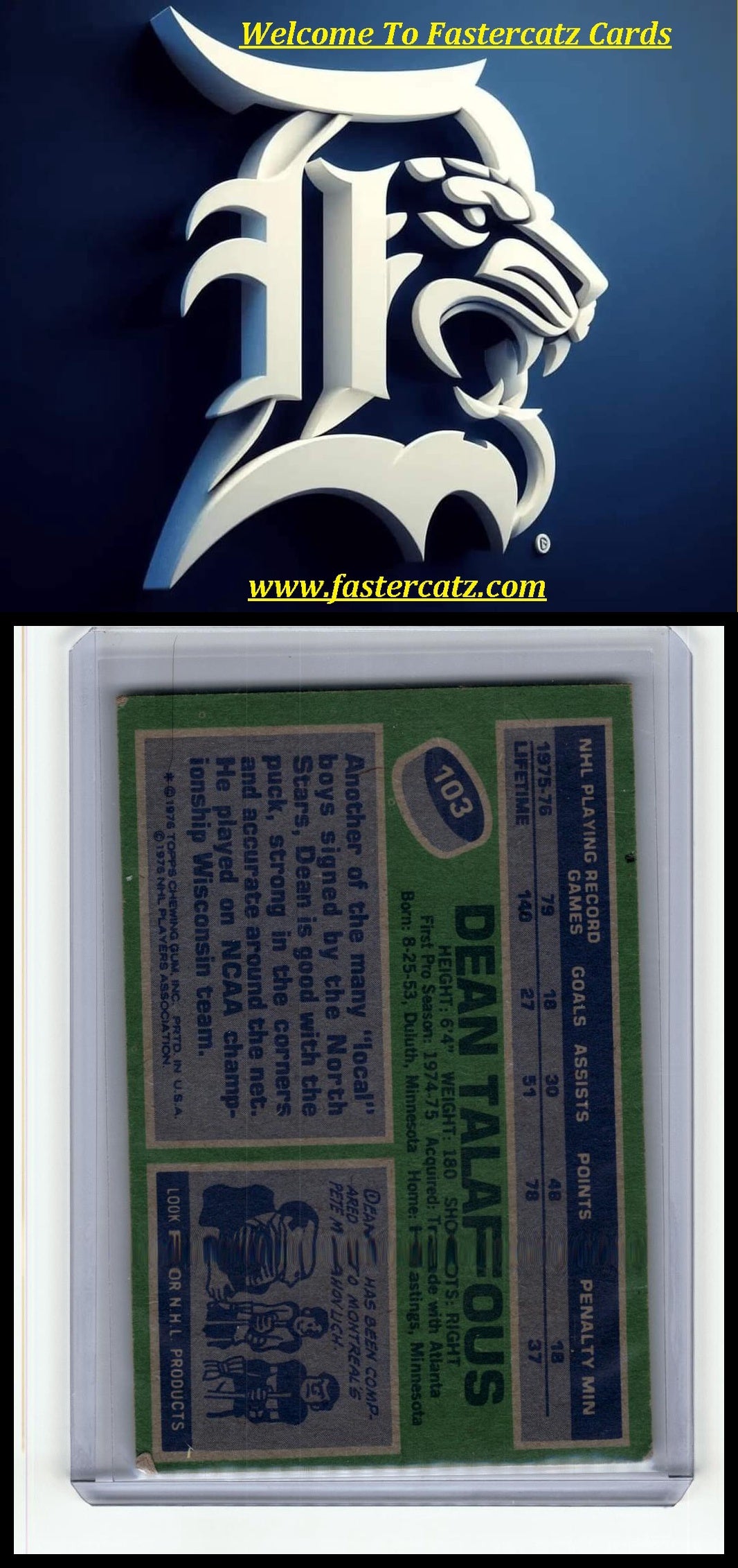 1976-77 O-Pee-Chee #103 Dean Talafous