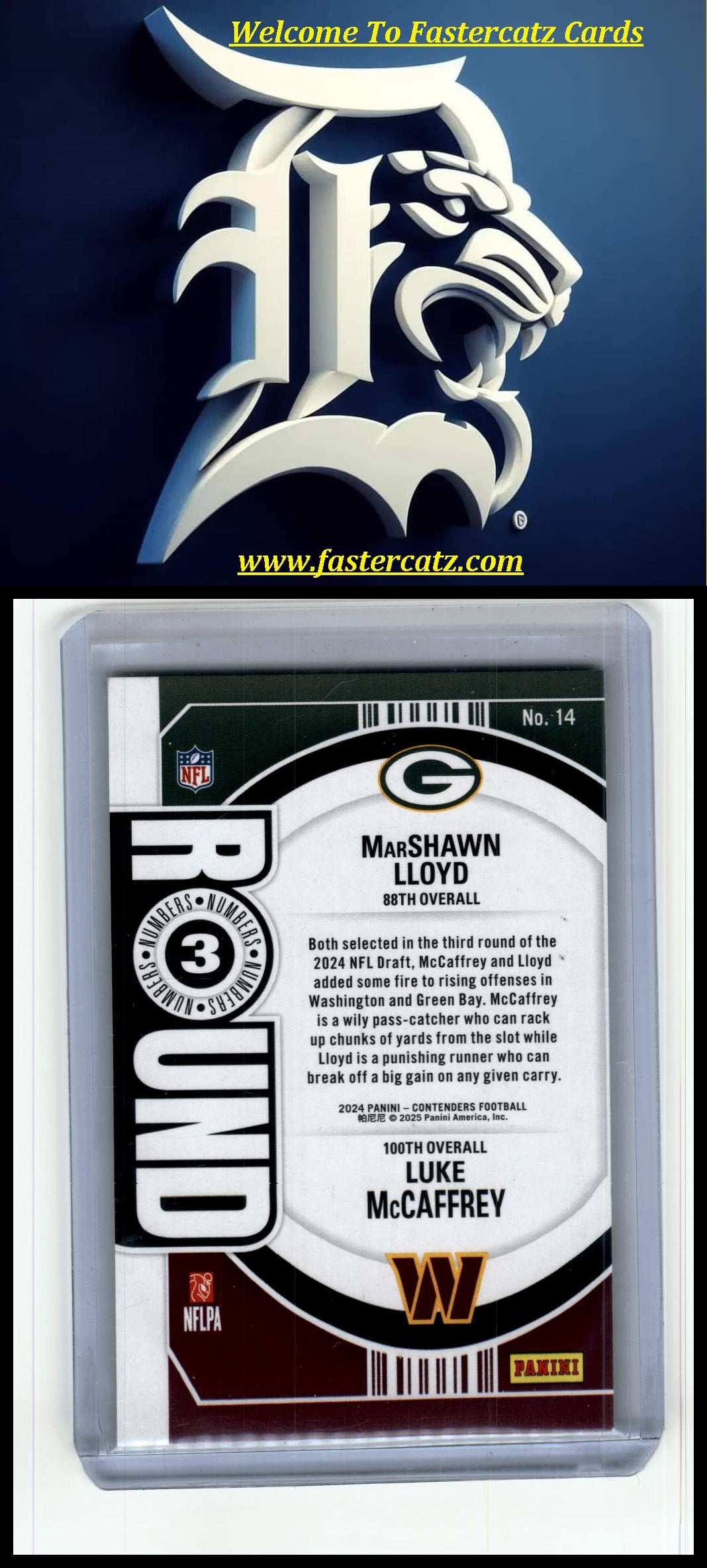 2024 Panini Contenders #14 Luke McCaffrey / MarShawn Lloyd Round Numbers