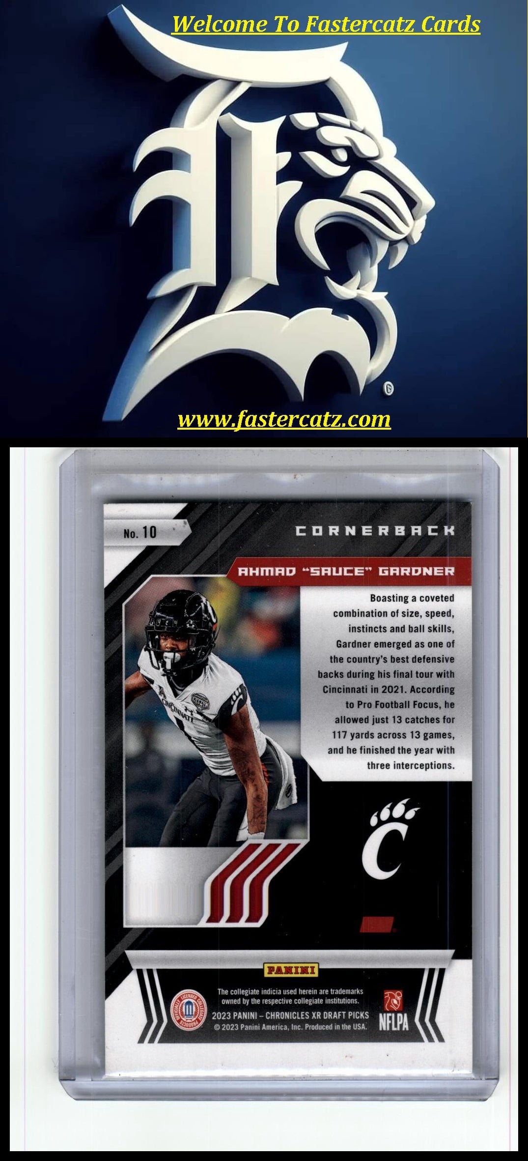 2023 Panini Chronicles Draft Picks #10 Ahmad "Sauce" Gardner XR