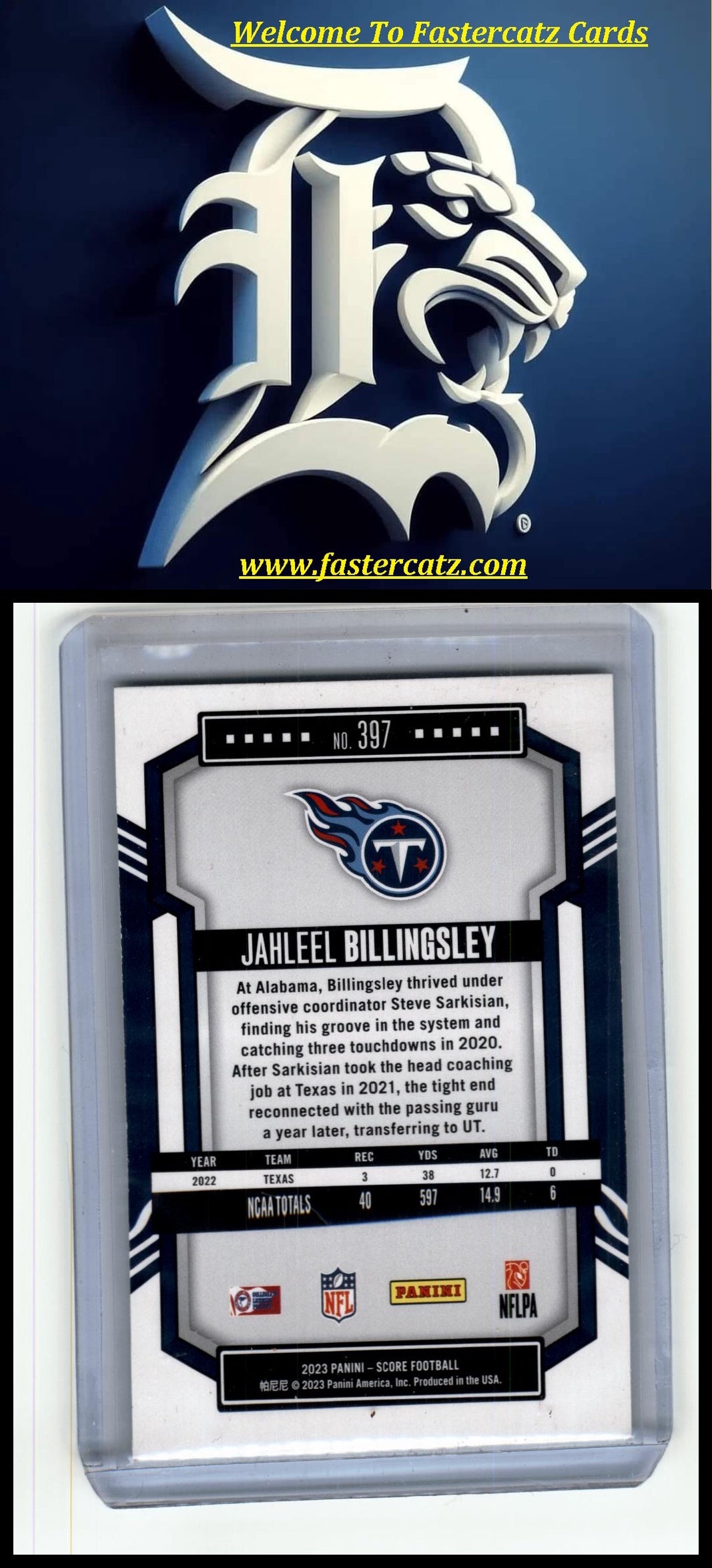 2023 Score #397 Jahleel Billingsley Printing Plates Black #/1