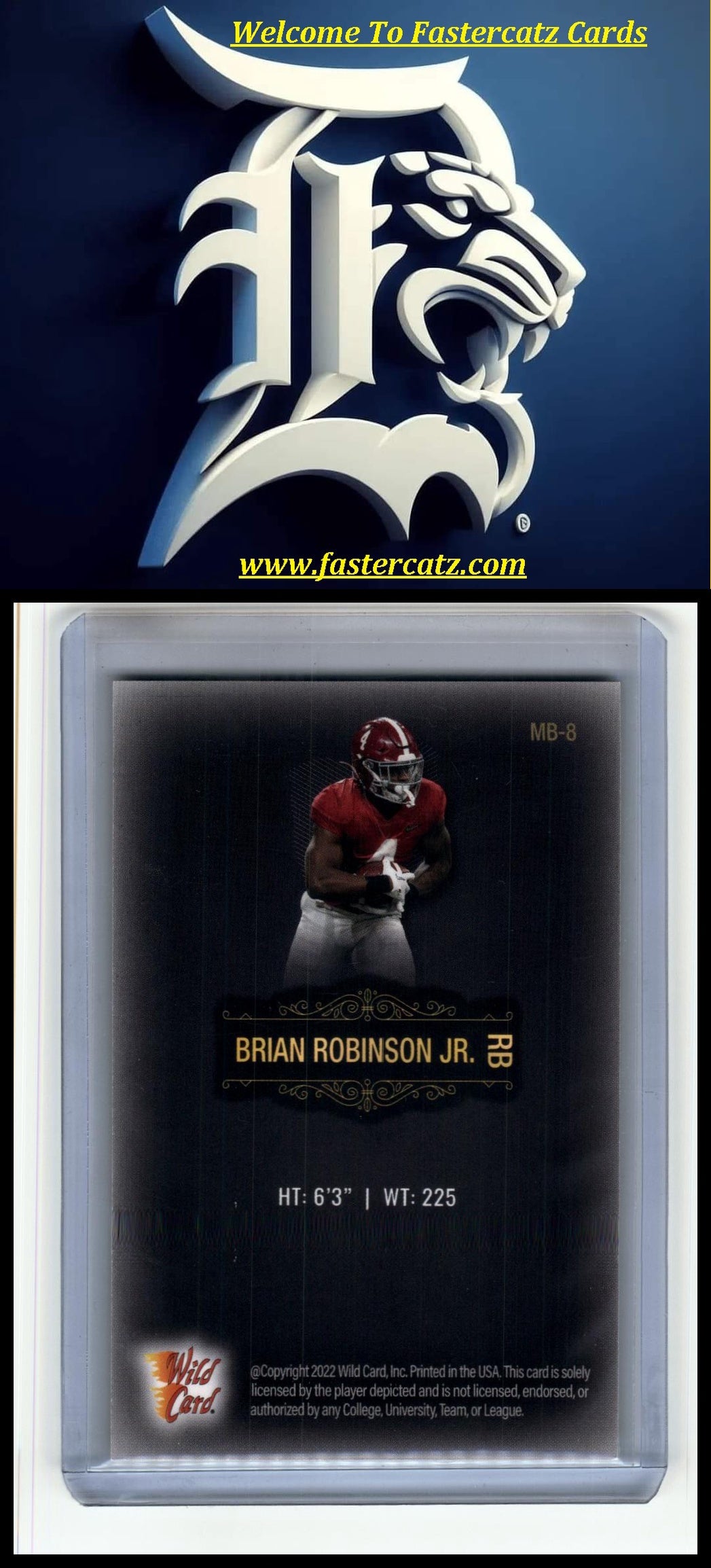 2022 Wild Card Matte #MB-8 Brian Robinson Jr.  Black Pattern  #/175