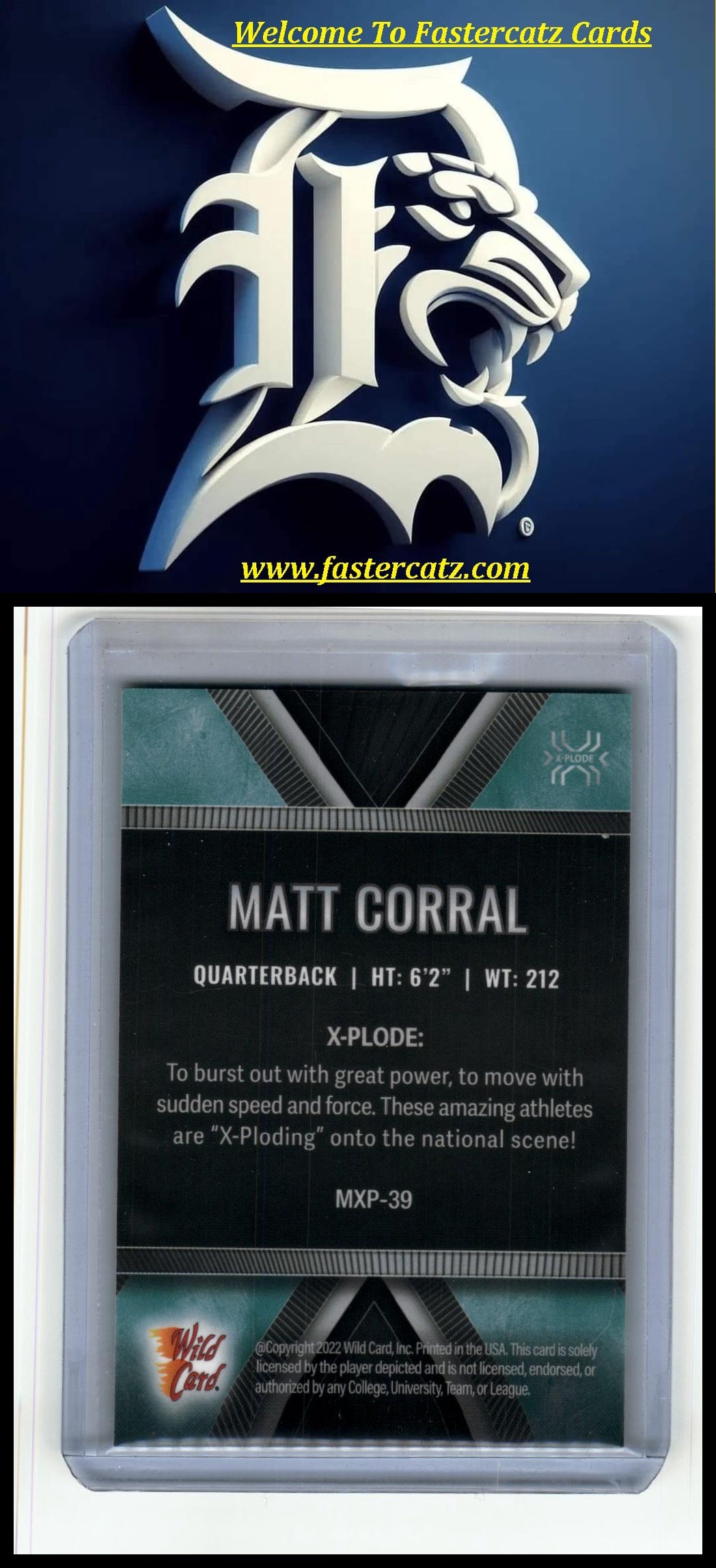 2022 Wild Card Matte #MXP-39 Matt Corral X-Plode Purple/Blue X #/8
