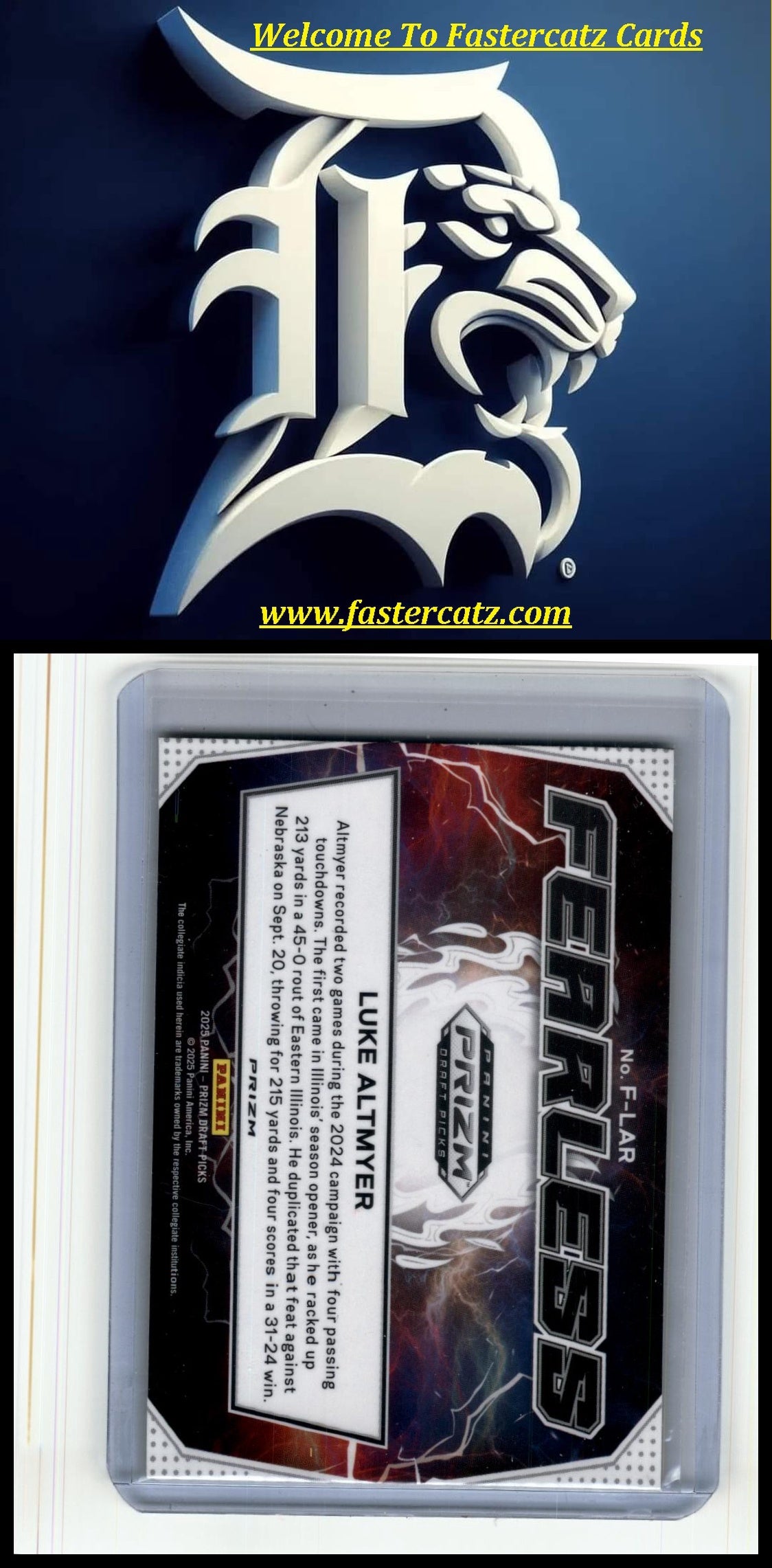 2025 Panini Prizm Draft Picks #F-LAR Luke Altmyer Fearless Gold Flash #/49