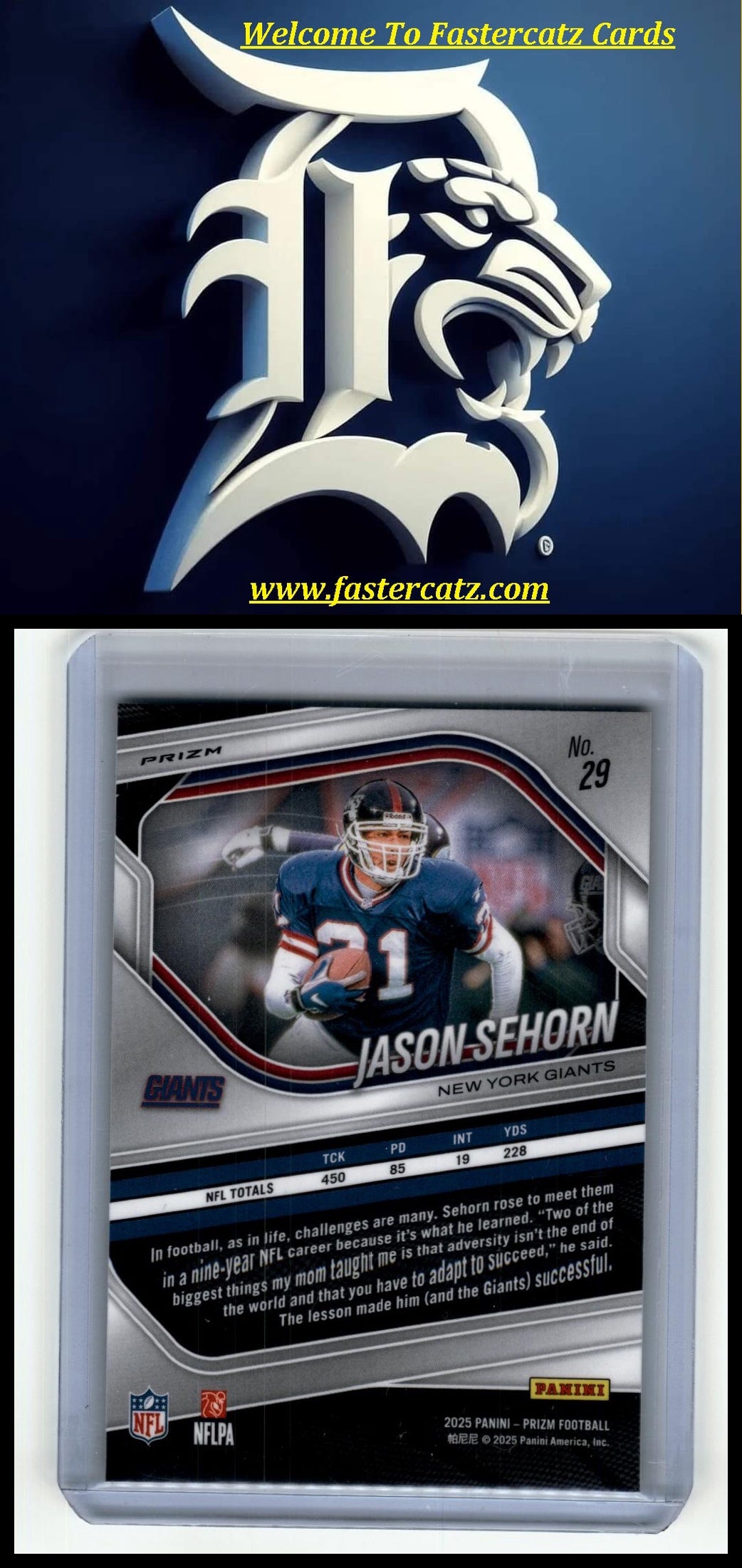 2025 Panini Prizm #29 Jason Sehorn Prizm Autographs Green Shimmer #/5