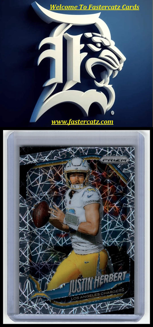 2025 Panini Prizm #215 Justin Herbert Prizm Autographs Green Shimmer #/5