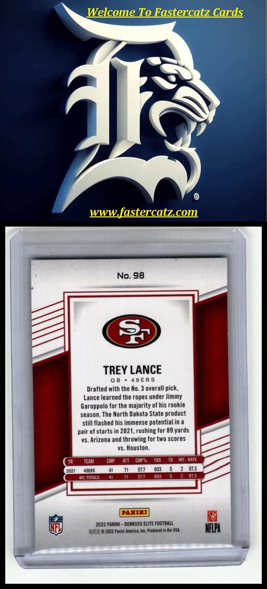 2022 Donruss Elite #98 Trey Lance