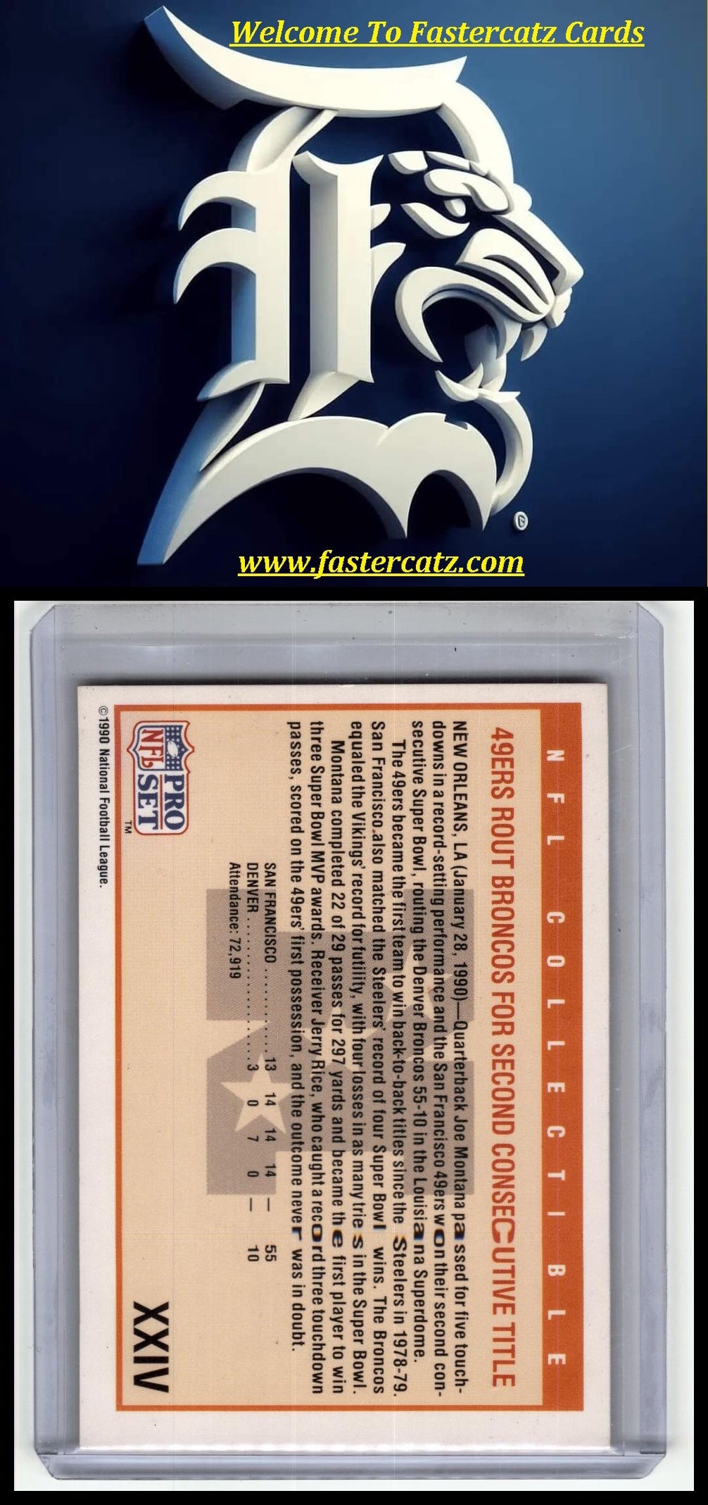 1990 Pro Set #XXIV Super Bowl XXIV SBXXIV Super Bowl XXIV NFL Collectible