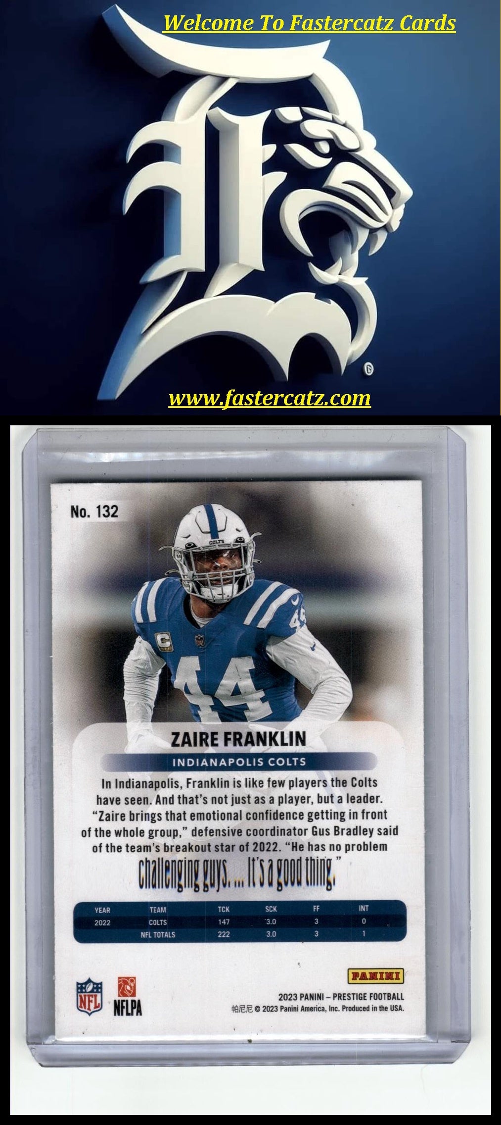 2023 Panini Prestige #132 Zaire Franklin Xtra Points Sunburst