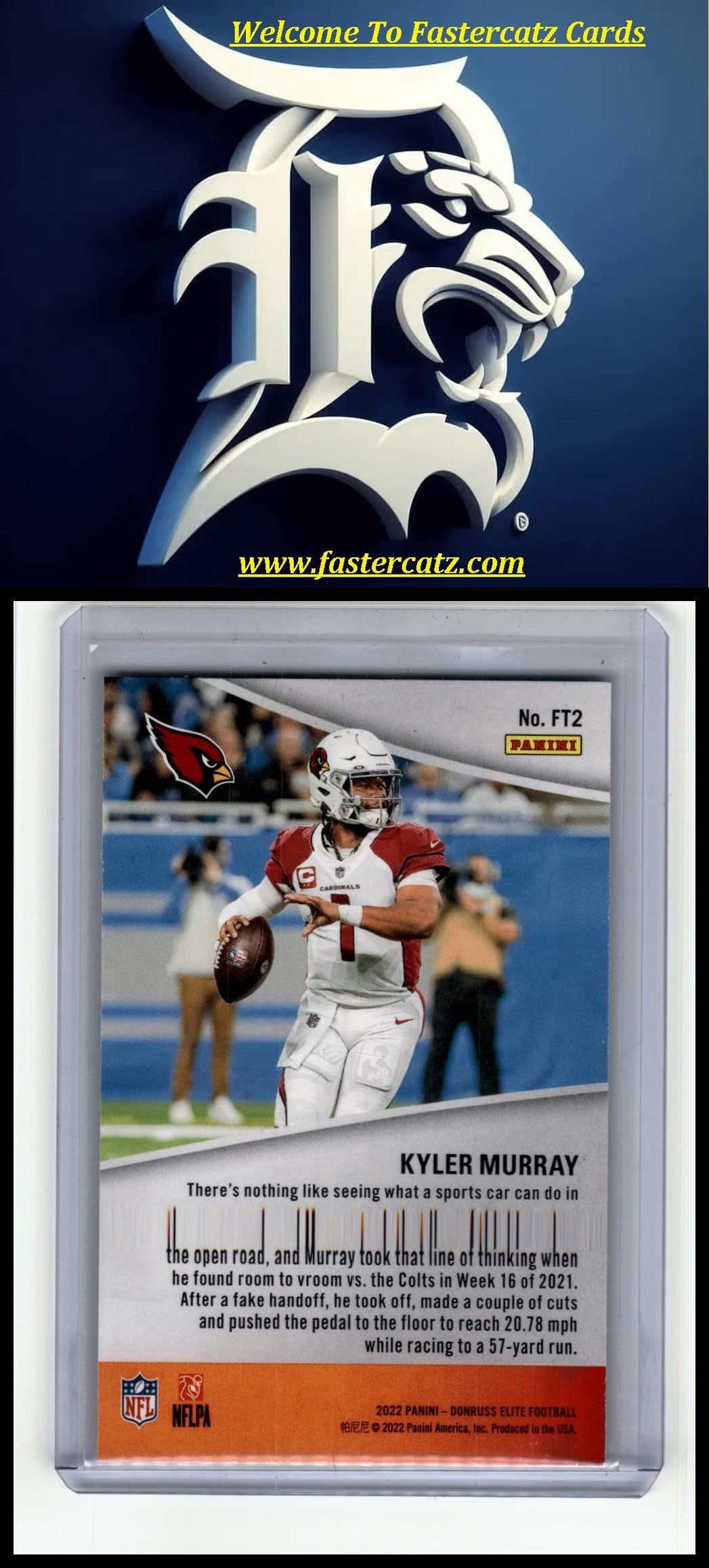 2022 Donruss Elite #FT2 Kyler Murray Full Throttle Green