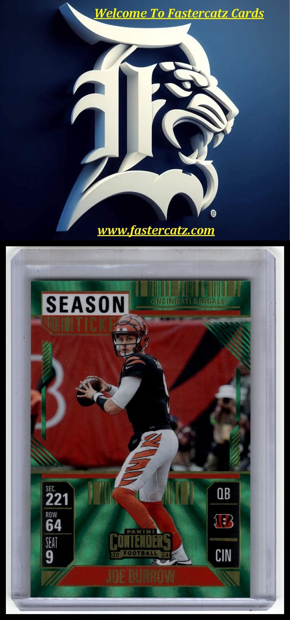 2024 Panini Contenders #20 Joe Burrow Game Ticket Green