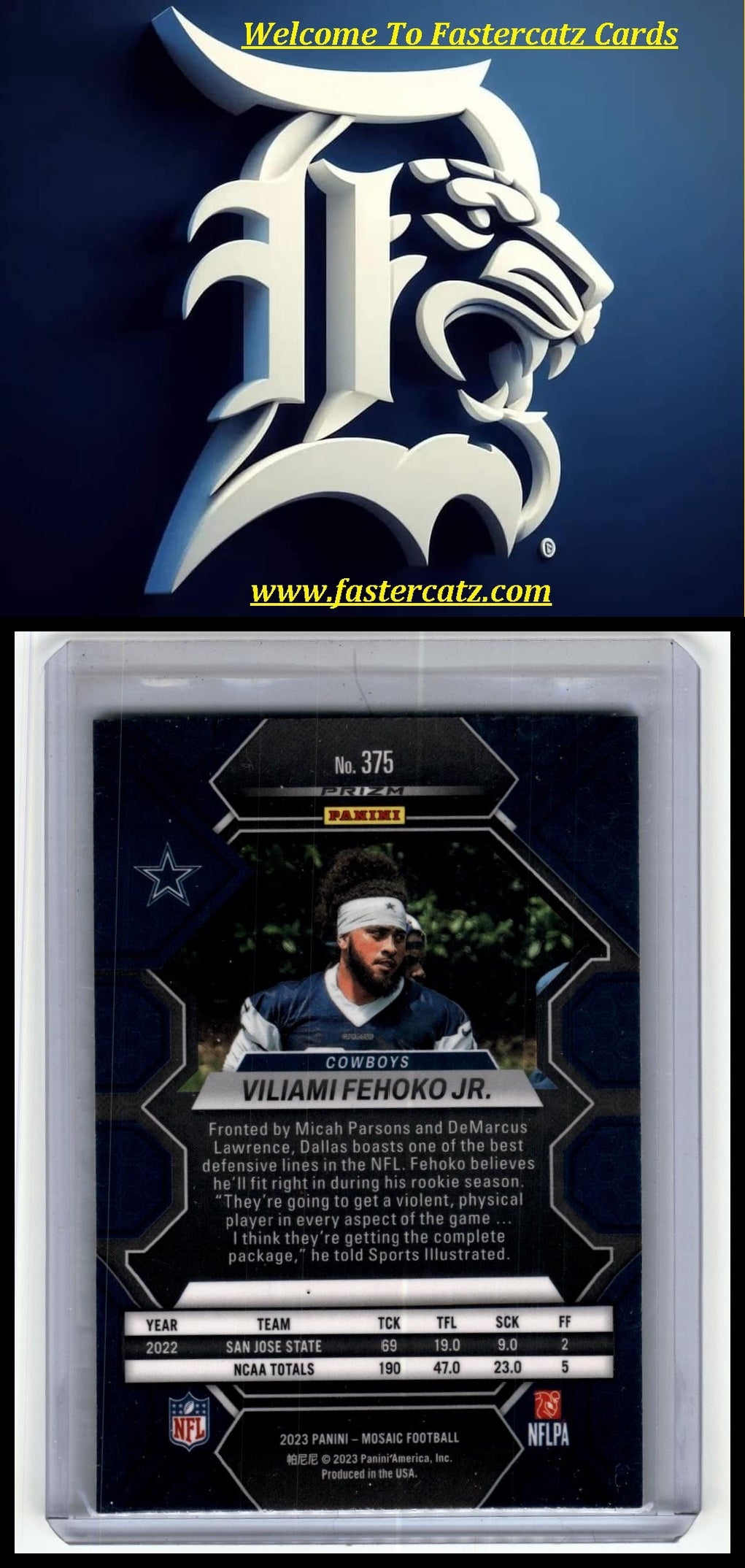 2023 Panini Mosaic #375 Viliami Fehoko Jr. Genesis Mosaic