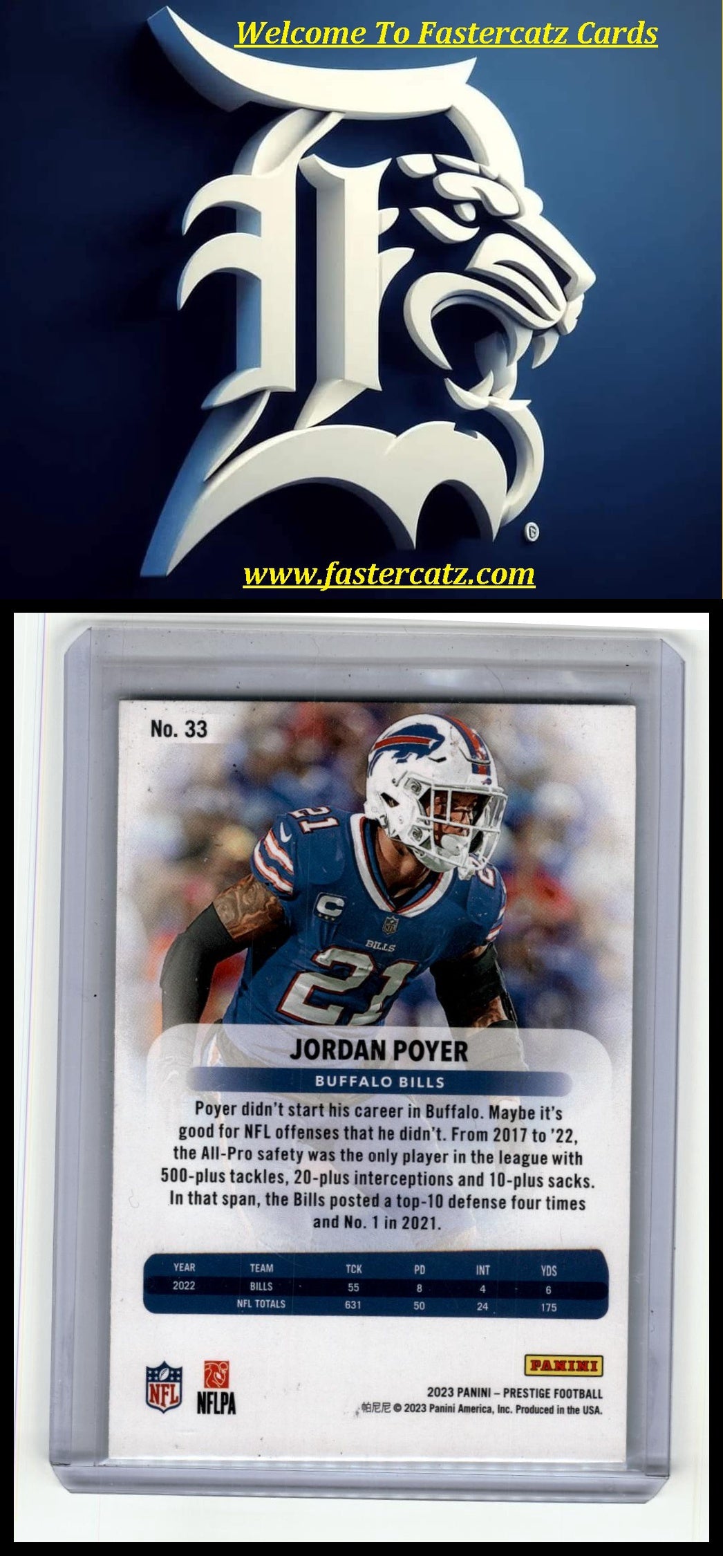 2023 Panini Prestige #33 Jordan Poyer Xtra Points Sunburst