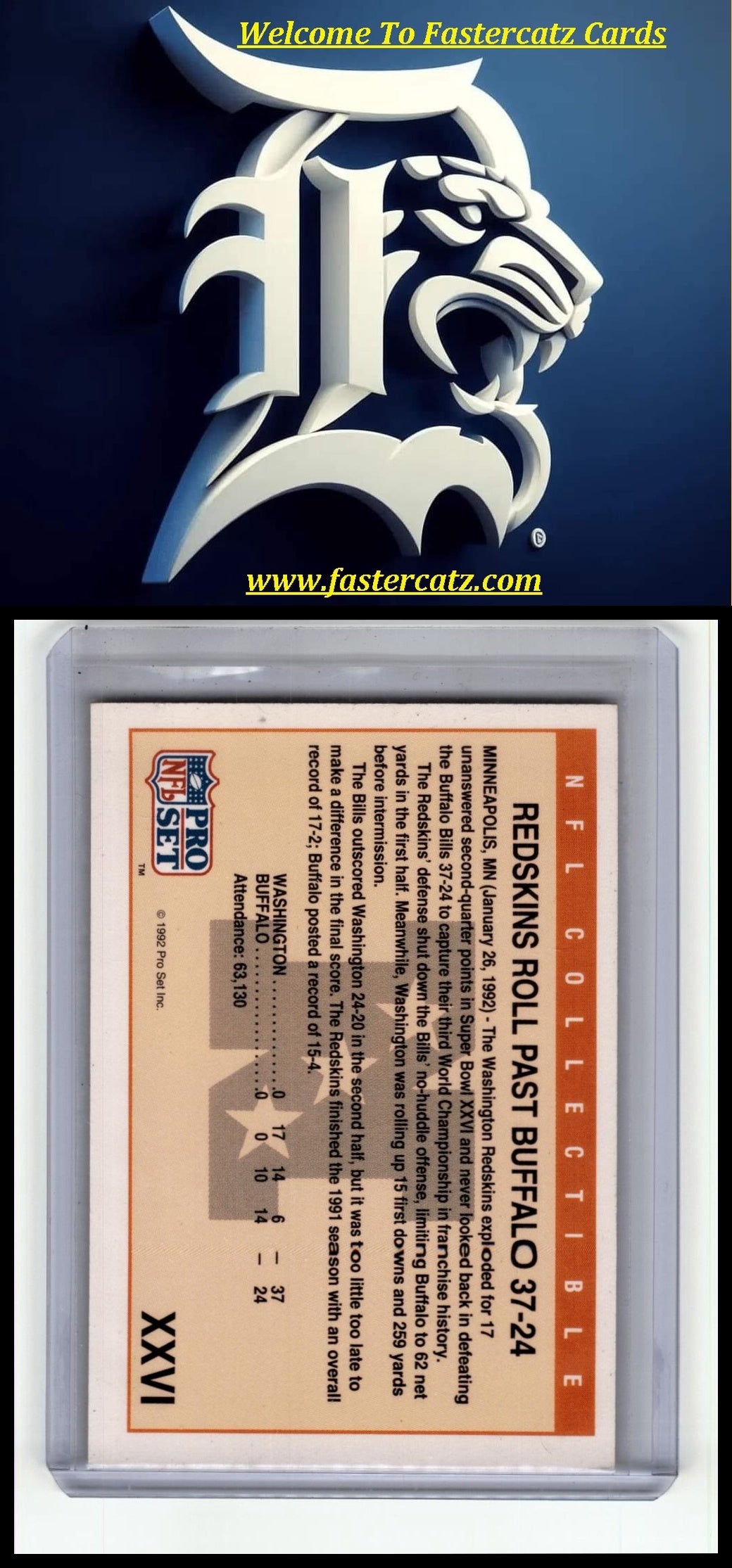 1992 Pro Set #XXVI Super Bowl XXVI Logo