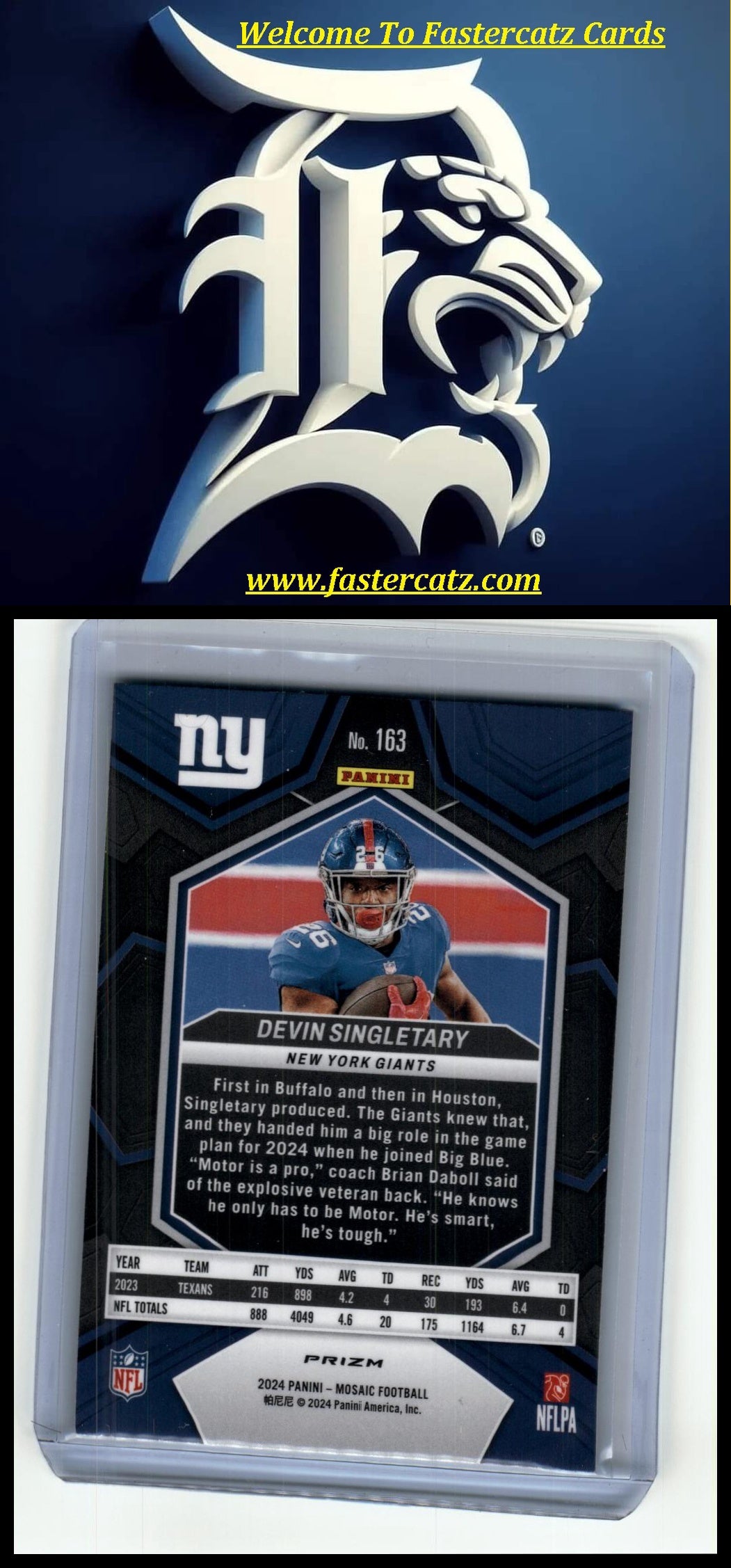 2024 Panini Mosaic #163 Devin Singletary Mosaic Genesis