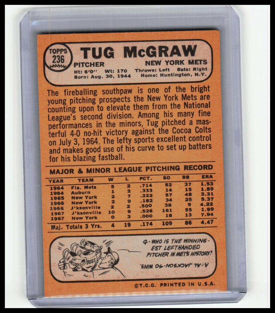 1968 Topps #236 Tug McGraw