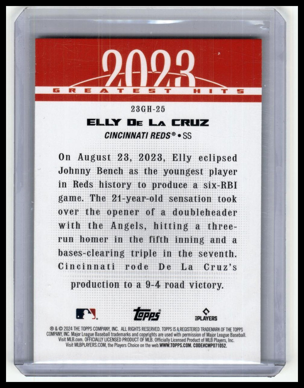 2024 Topps #23GH-25 Elly De La Cruz 2023 Greatest Hits