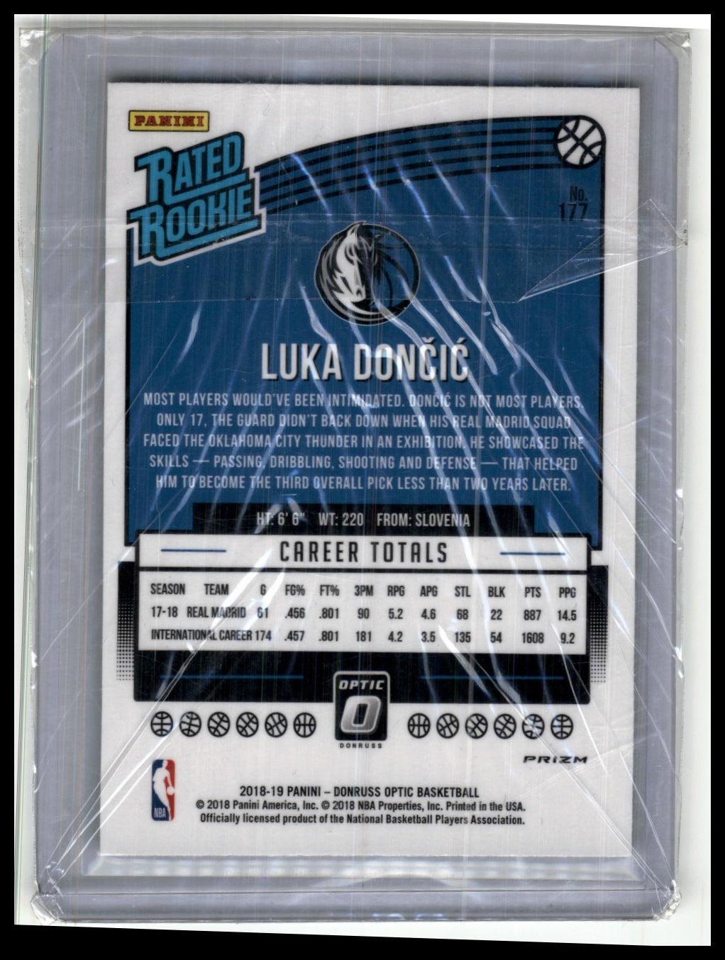 2018-19-Luka Doncic-Silver Shatter-Donruss Optic-Rated Rookie