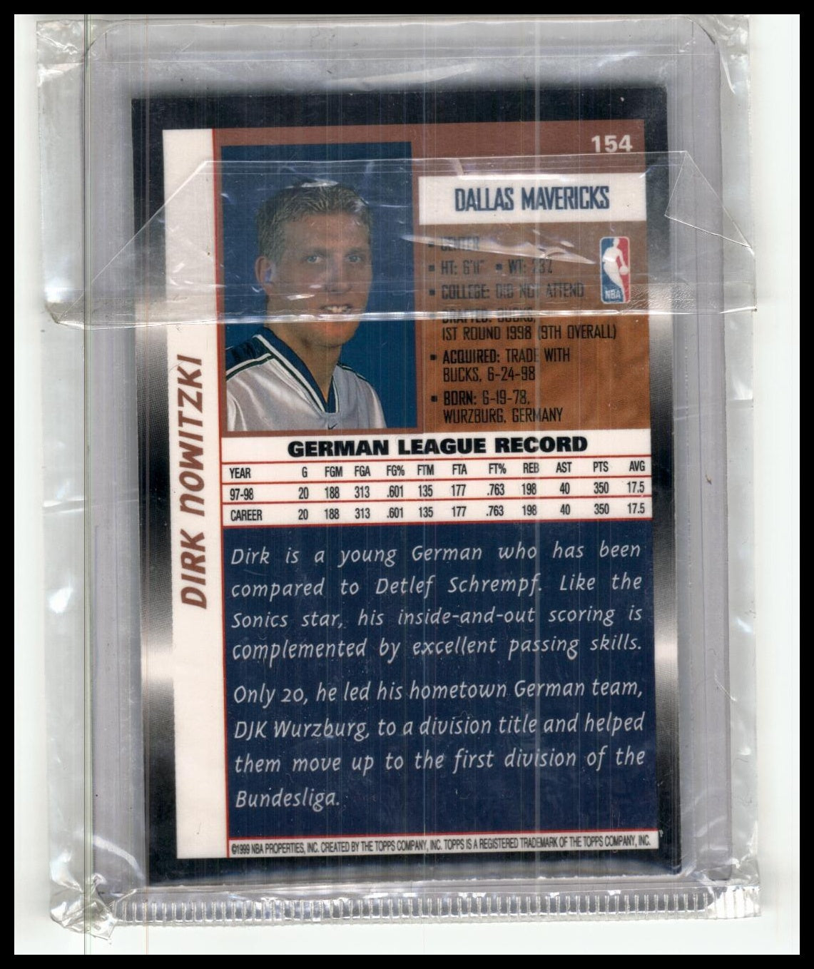 1998-99 Topps #154 Dirk Nowitzki