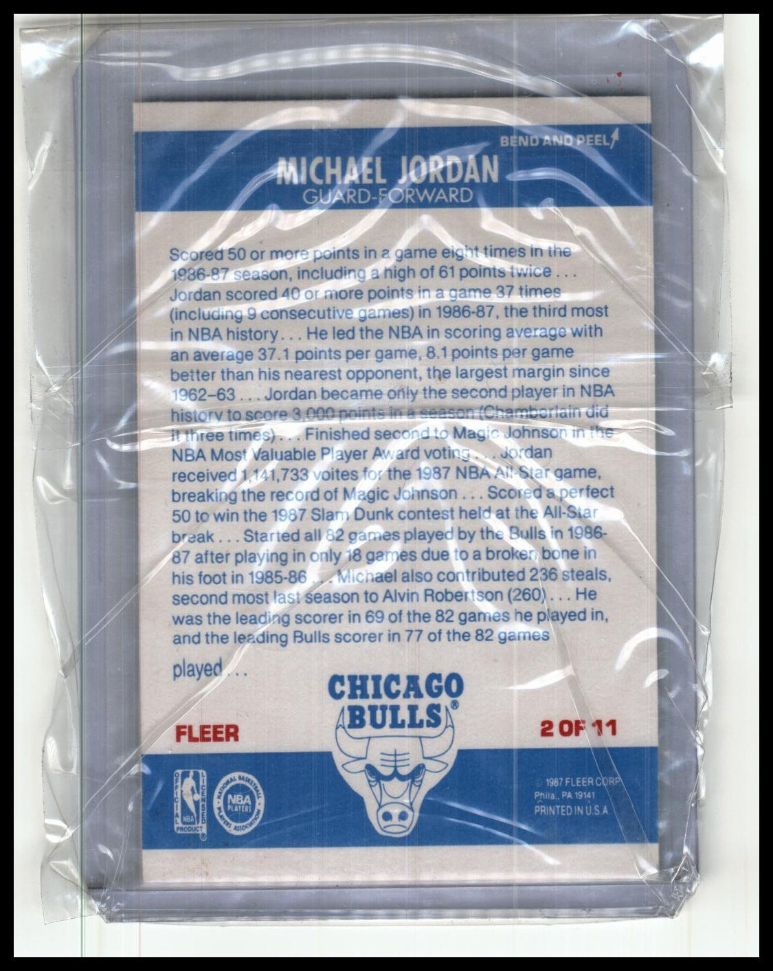 1987-88-Michael Jordan-Fleer Stcker- 2nd Year